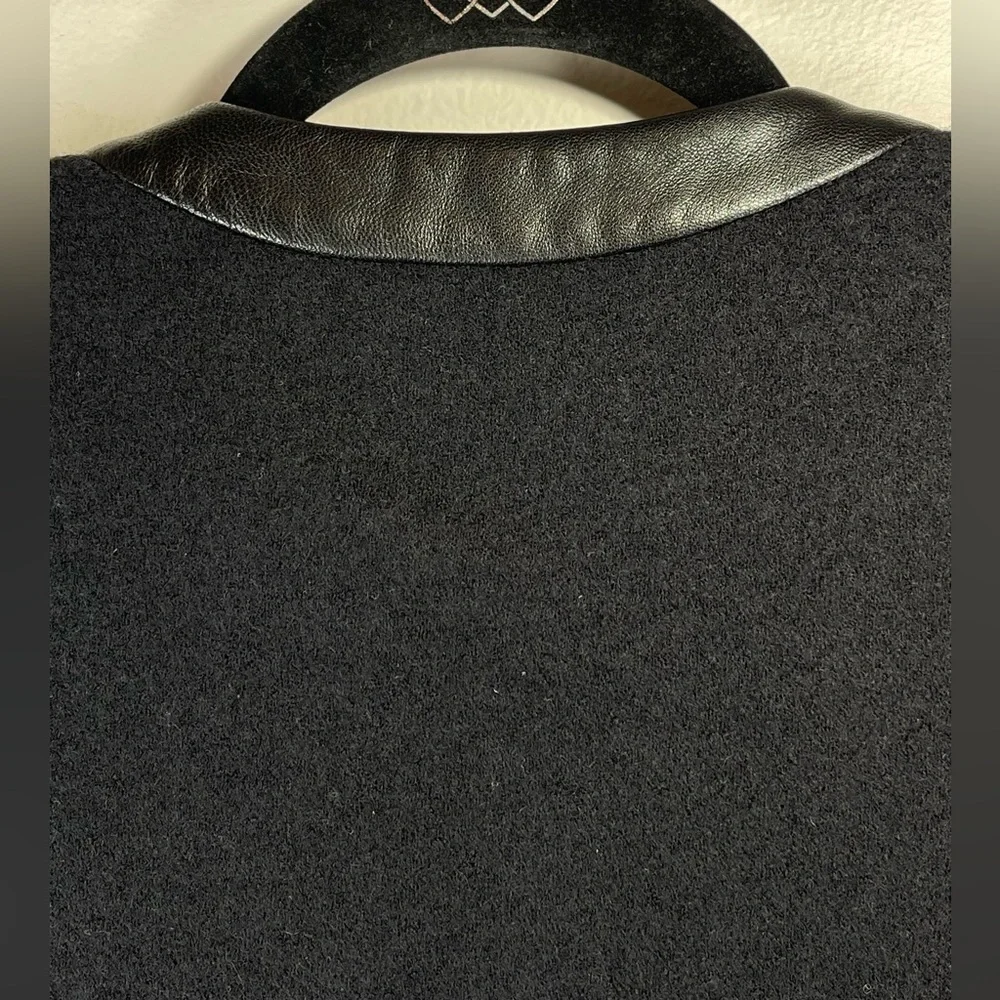 NWOT L’Agence Women’s Harper Leather and Wool Contrast Blazer in‎ Black Size 2